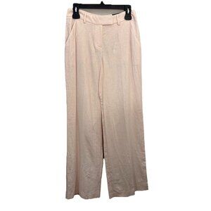 Express Editor Relaxed Trouser Mid Rise Linen Blend Pink Size 0 old money look